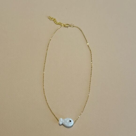 Blue Fish Pendant Necklace S888 - Picture 2 of 4